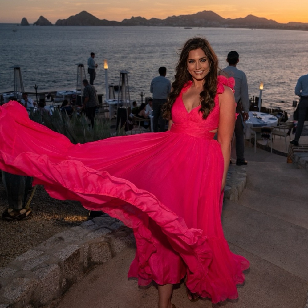 MAC DUGGAL HOT PINK RUFFLE DRESS - Picture 4 of 10